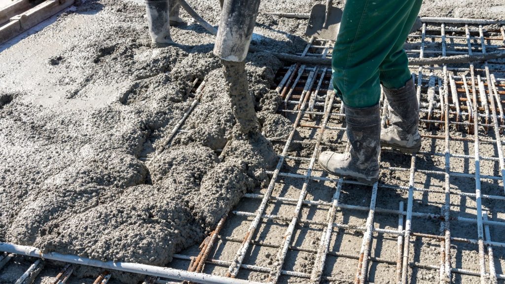 A photo of ground preparation before laying concrete